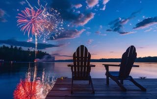 July 4 fireworks over water lake norman dock